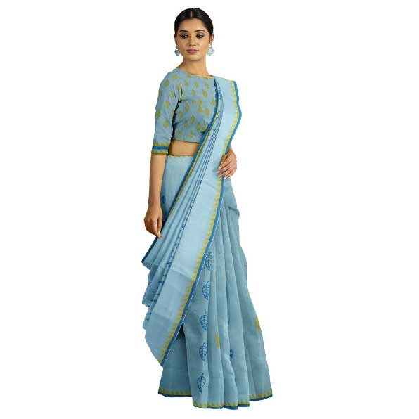 6.3 m (with blouse piece) Casual Ladies Temple Border Khadi Cotton Saree 22  at Rs 650/piece in Nadia