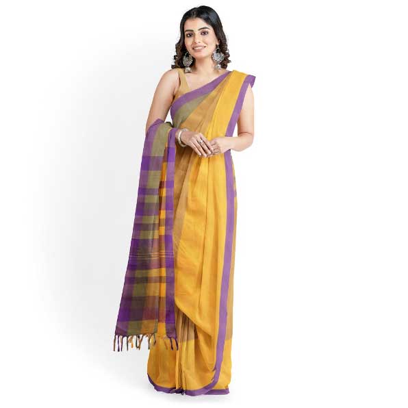 Sadbhavna Mustard Color Handloom Saree