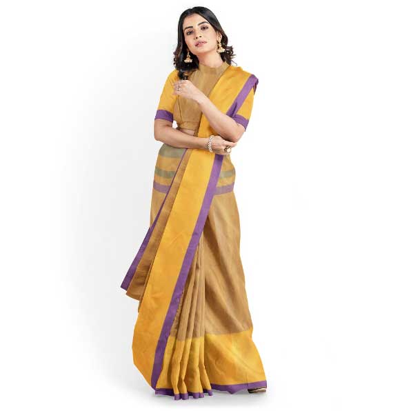 Sadbhavna Mustard Color Handloom Saree