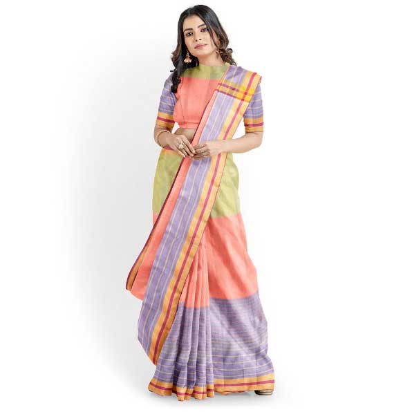 Sadbhavna multicolor handloom cotton saree