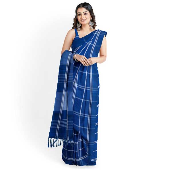 Sadbhavna blue handloom cotton saree