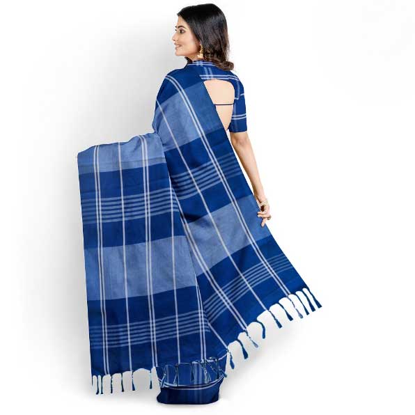 Sadbhavna blue handloom cotton saree