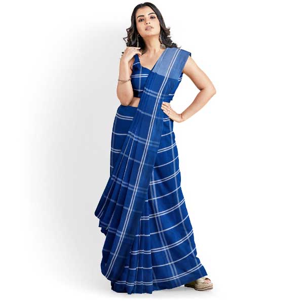 Sadbhavna blue handloom cotton saree