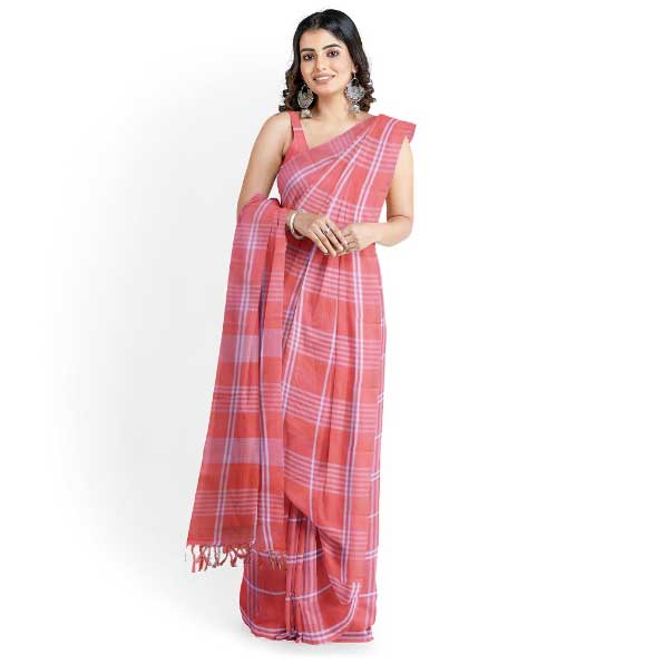 Sadbhavna pink handloom cotton saree