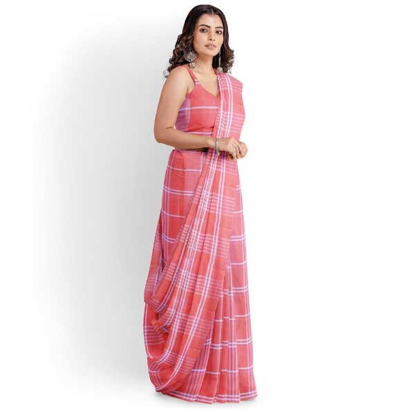 Sadbhavna pink handloom cotton saree