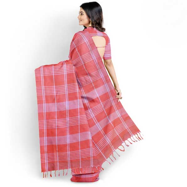 Sadbhavna pink handloom cotton saree