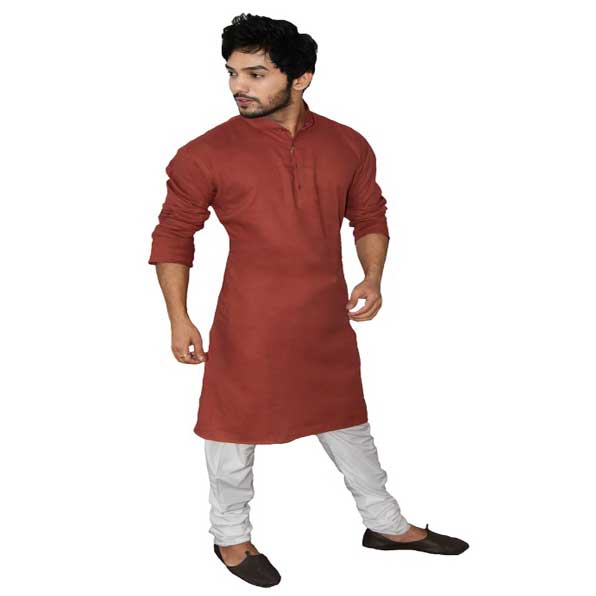 Maroon Handwoven Pure Cotton Long kurta