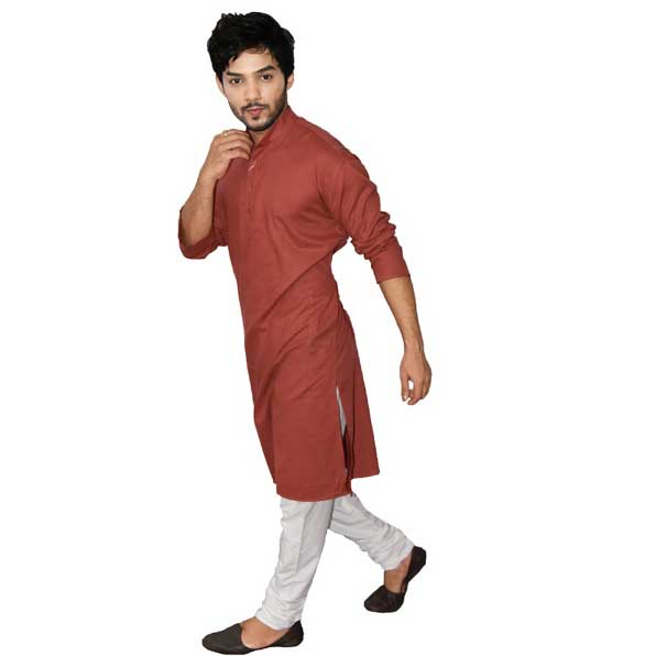 Maroon Handwoven Pure Cotton Long kurta