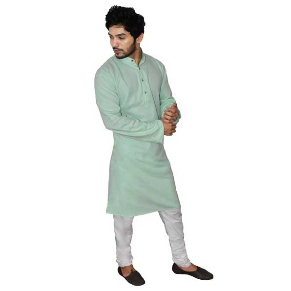 Pista Handwoven Pure Cotton Long kurta