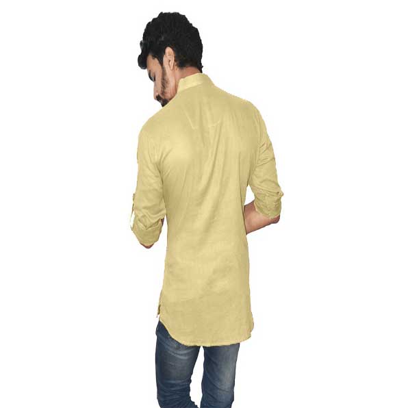 Golden Color Khadi Short Kurta