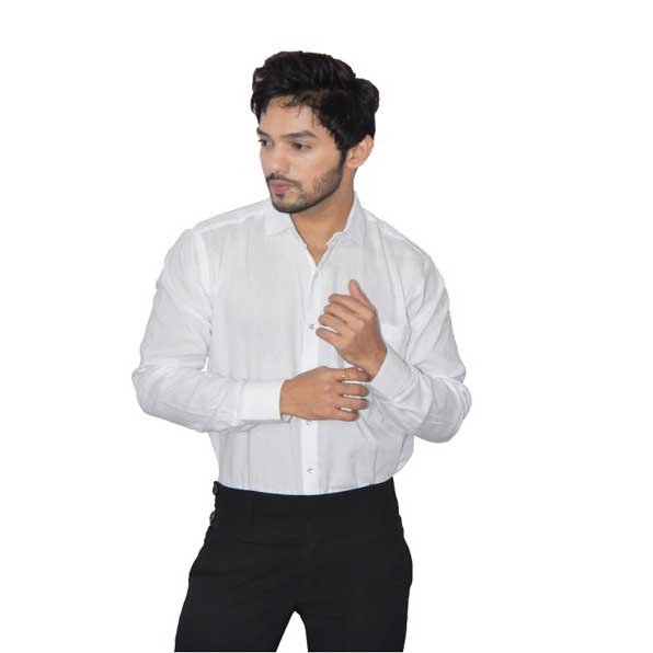 Pure Cotton White Color Full Shirt