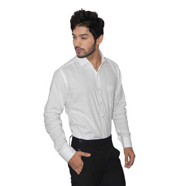 Pure Cotton White Color Full Shirt