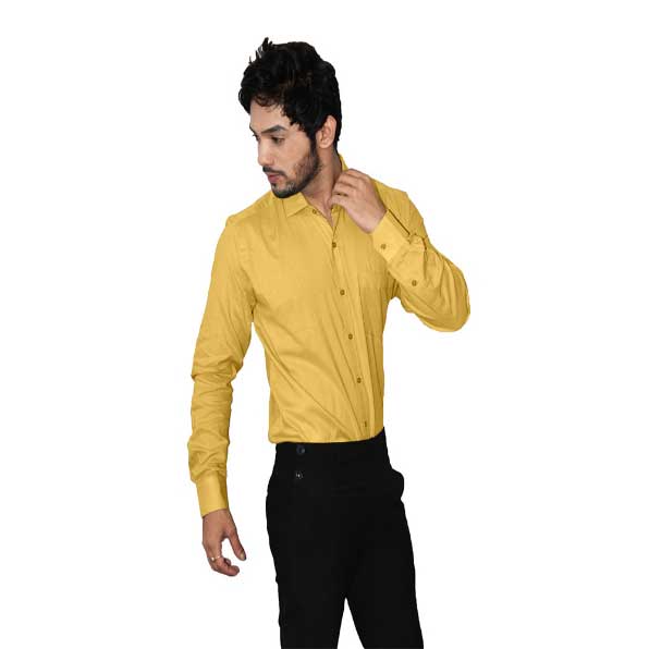 Yellow Color Pure Cotton Full Shirt