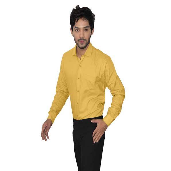 Yellow Color Pure Cotton Full Shirt