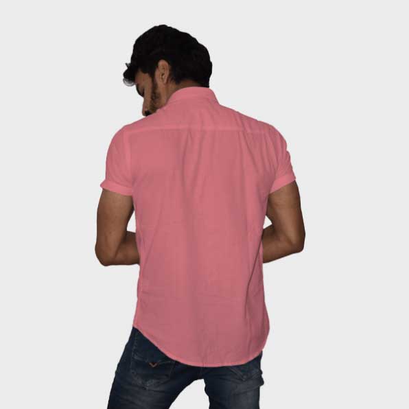 Pink Handwoven Cotton Half Sleeves Shirt