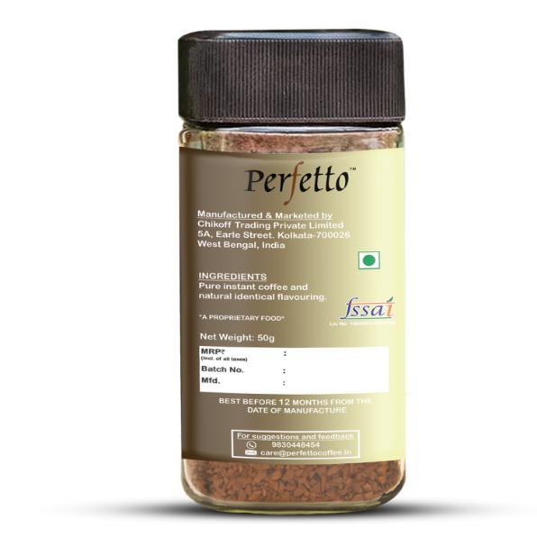 Perfetto Vanilla Flavoured Coffee Jar 50g Jar