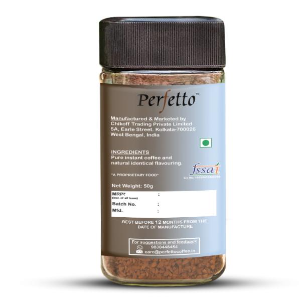 PERFETTO HAZELNUT FLAVOURED INSTANT COFFEE 50G JAR