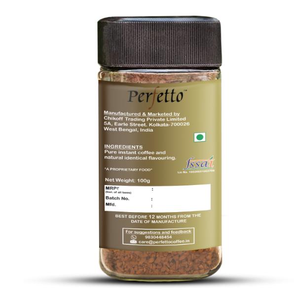 PERFETTO CARAMEL FLAVOURED INSTANT COFFEE 100G JAR