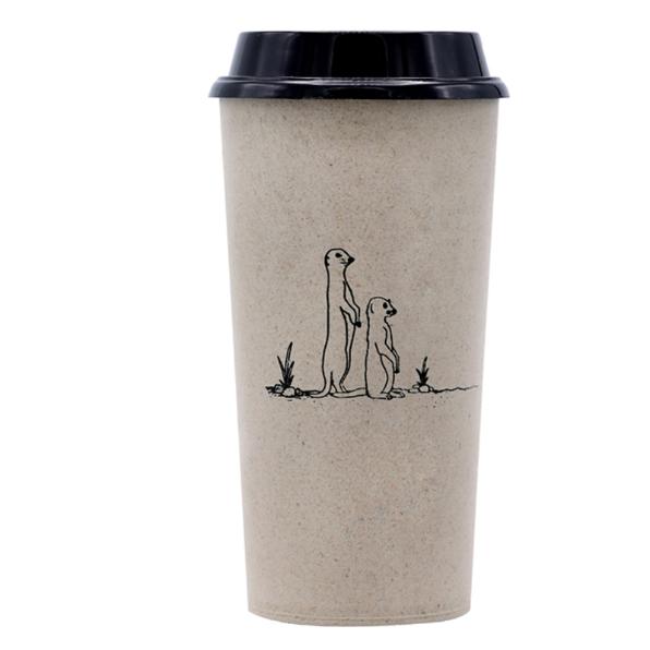 KSAMAH Eco-Friendly Rice Husk Coffee Cup - Meerkat Design