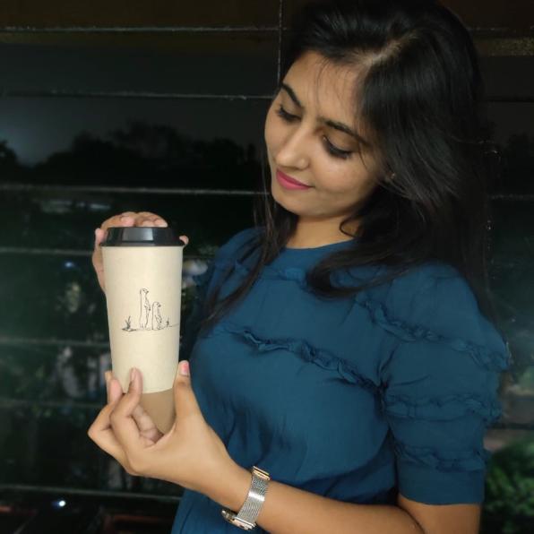 KSAMAH Eco-Friendly Rice Husk Coffee Cup - Meerkat Design