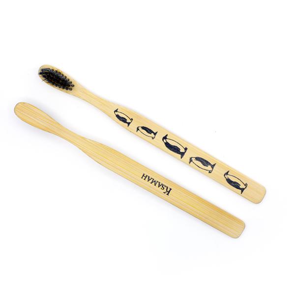 KSAMAH Eco-Friendly Bamboo Toothbrush with Charcoal Bristles - Set of 2