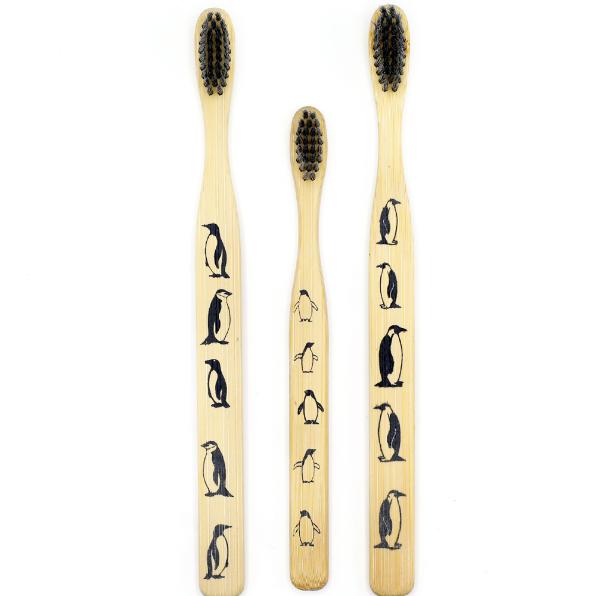 KSAMAH Eco-Friendly Bamboo Toothbrush with Charcoal Bristles - Set of 3