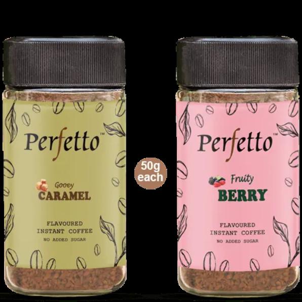 Berry & Caramel Instant Flavoured Coffee 50g each