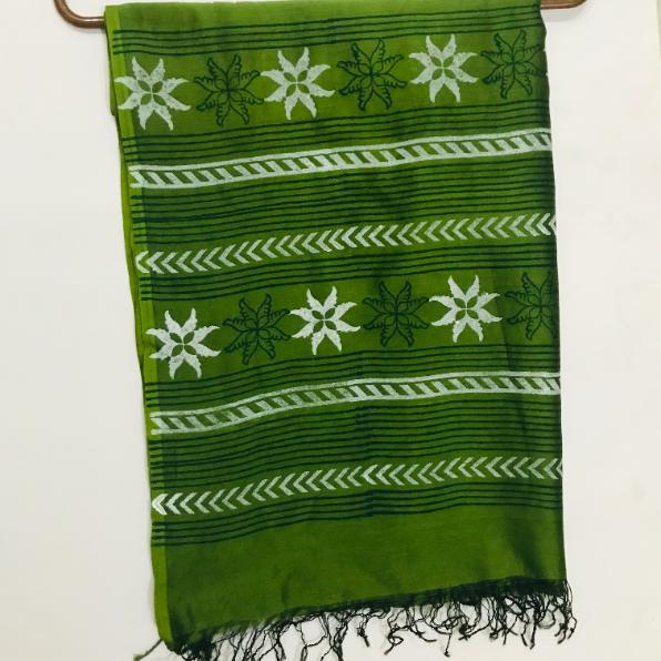  Block Printed Silk Dupatta