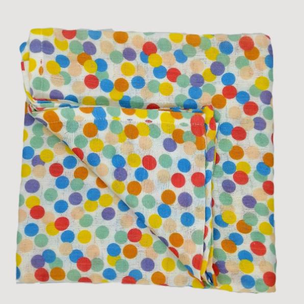 Kindermum Organic Cotton Muslin Swaddle Blanket- Colorful Polka and Whale