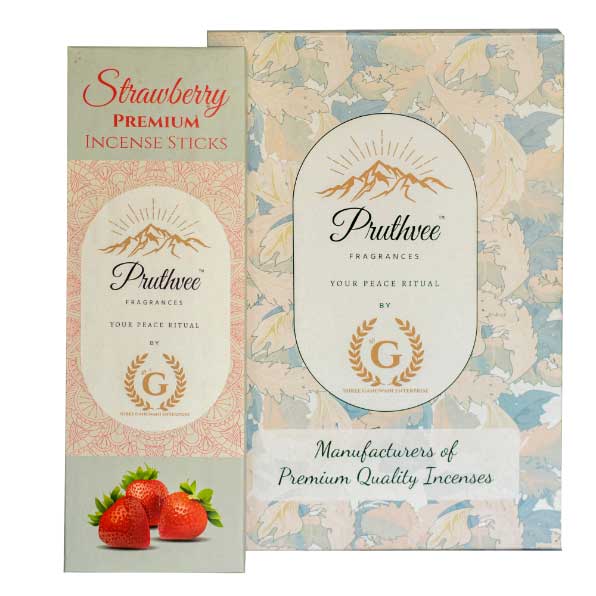 Strawberry Premium Pruthvee Fragrance Incense Sticks (Pack of 6)