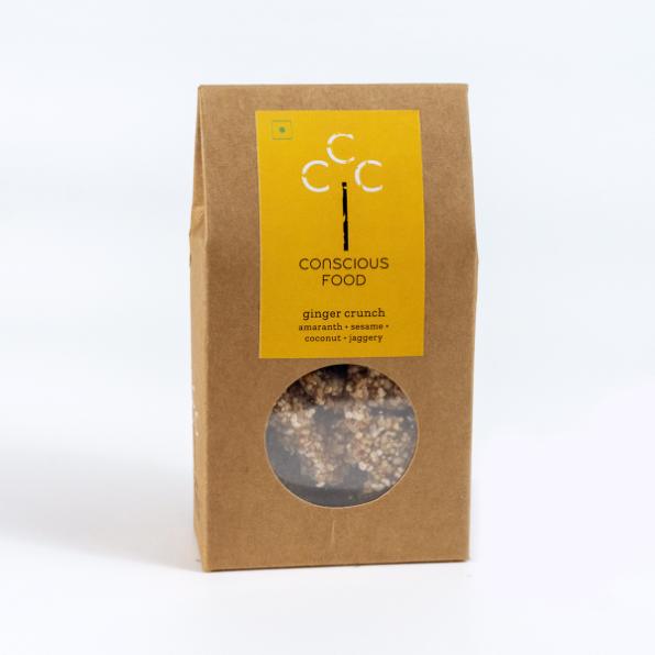 Conscious Food Natural Ginger Crunch with amaranth,sesame,coconut and jaggery25g