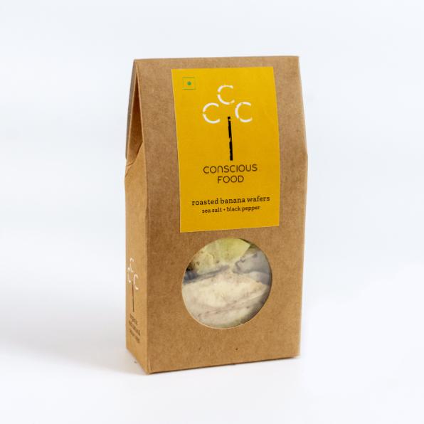 Conscious Food Natural Roasted Banana Wafers with sea salt and black pepper 25g