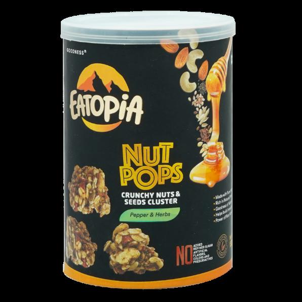 Eatopia Nut Pops Crunchy Nuts & Seeds Cluster - Pepper & Herbs 100% Natural & He
