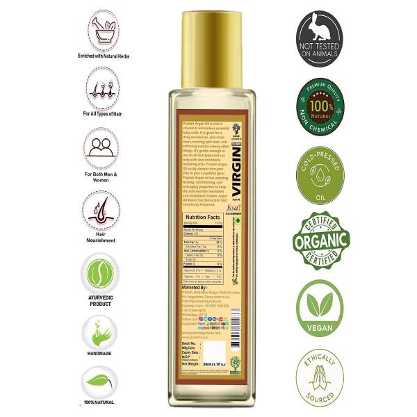 Pramsh Cold Pressed Organic Virgin Argan Oil Hair Oil