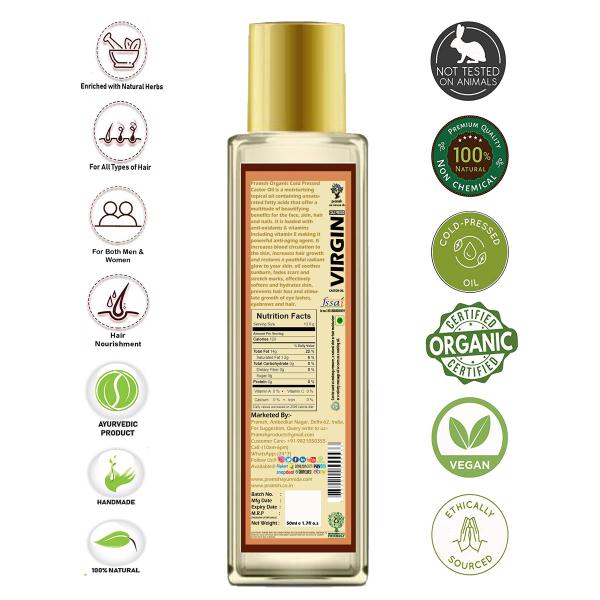 Pramsh Cold Pressed Organic Virgin Castor Oil Hair Oil