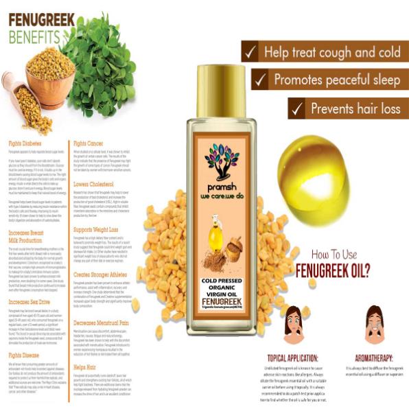 Pramsh Cold Pressed Organic Virgin Fenugreek (Methi) Oil Hair Oil 