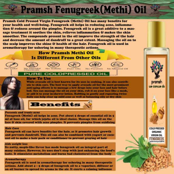 Pramsh Cold Pressed Organic Virgin Fenugreek (Methi) Oil Hair Oil 