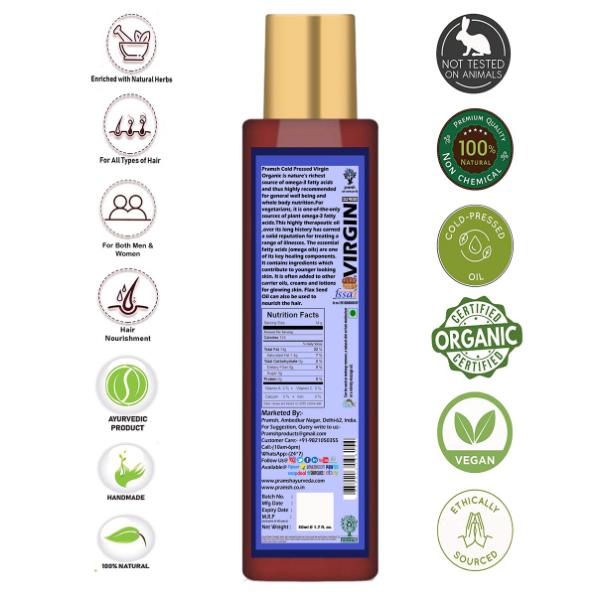 Pramsh Cold Pressed Organic Virgin Flax Seed Oil Hair Oil