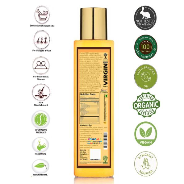 Pramsh Cold Pressed Organic Virgin Sesame Oil Hair Oil