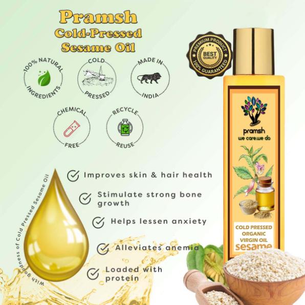 Pramsh Cold Pressed Organic Virgin Sesame Oil Hair Oil