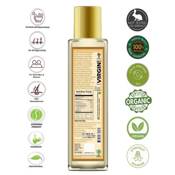 Pramsh Cold Pressed Organic Virgin Walnut (Akhrot) Oil Hair Oil