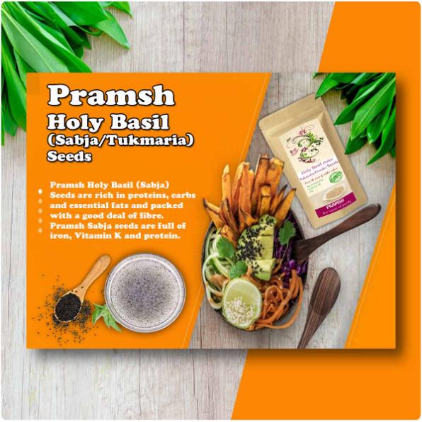 Pramsh Premium Quality Holy Basil (Sabja/Tukmaria/Falooda) Seeds Pack Of